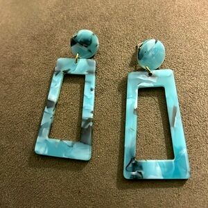 Turquoise and gray acrylic earrings